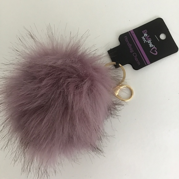Be Mine NYC faux fur pompom handbag charm/key chain - Picture 2 of 3